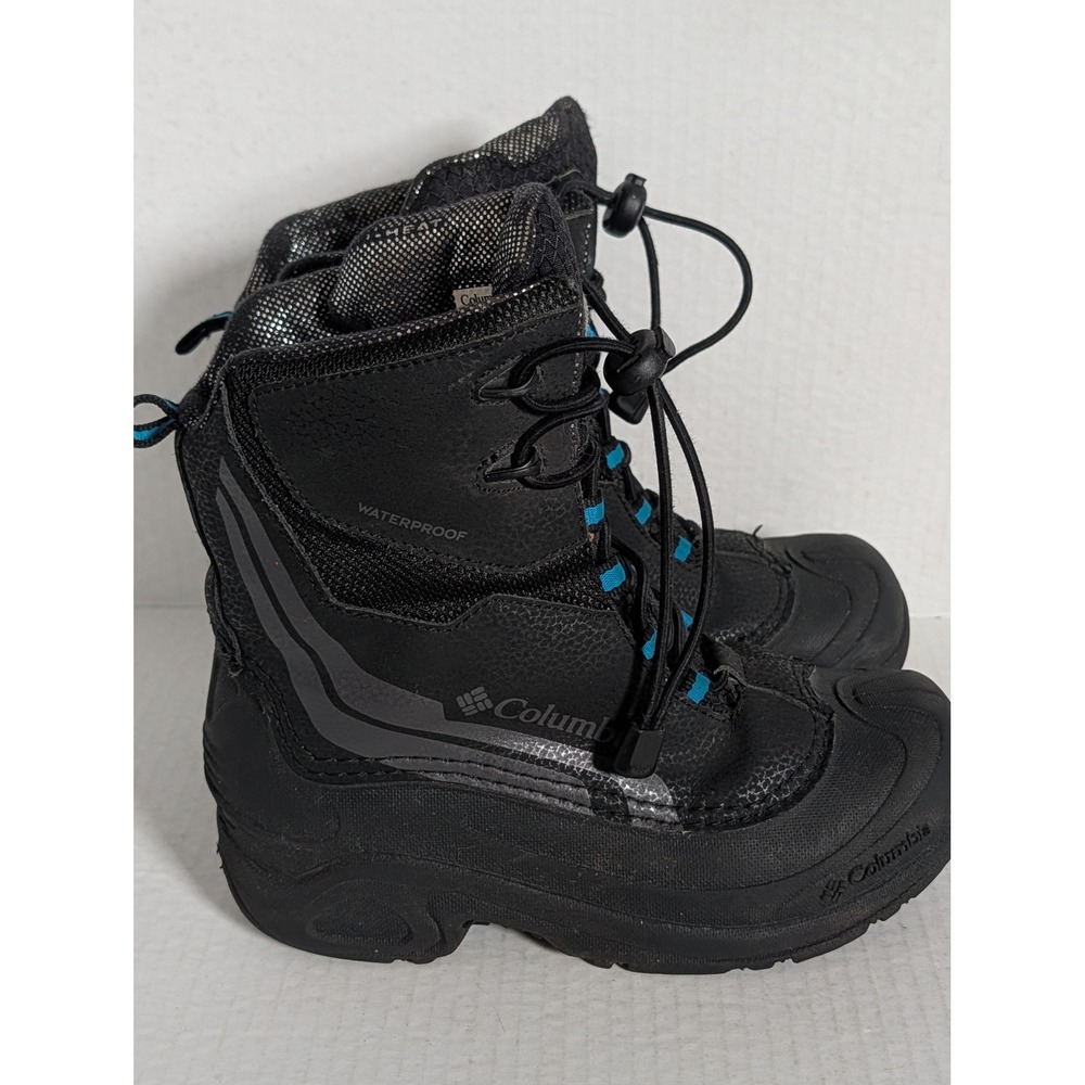 Columbia Youth Size 3 Black Blue Waterproof Winter Boots